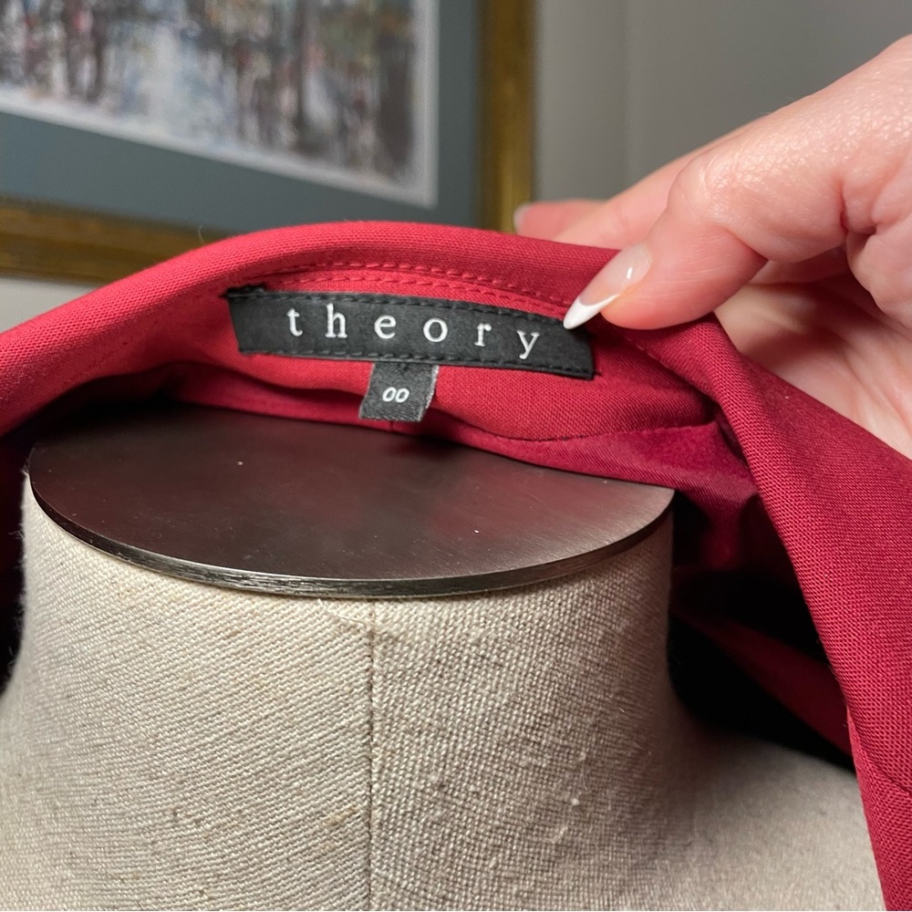 Theory Gabrielle Flame Red Women's Blazer Size: 00 - Picture 7 of 9